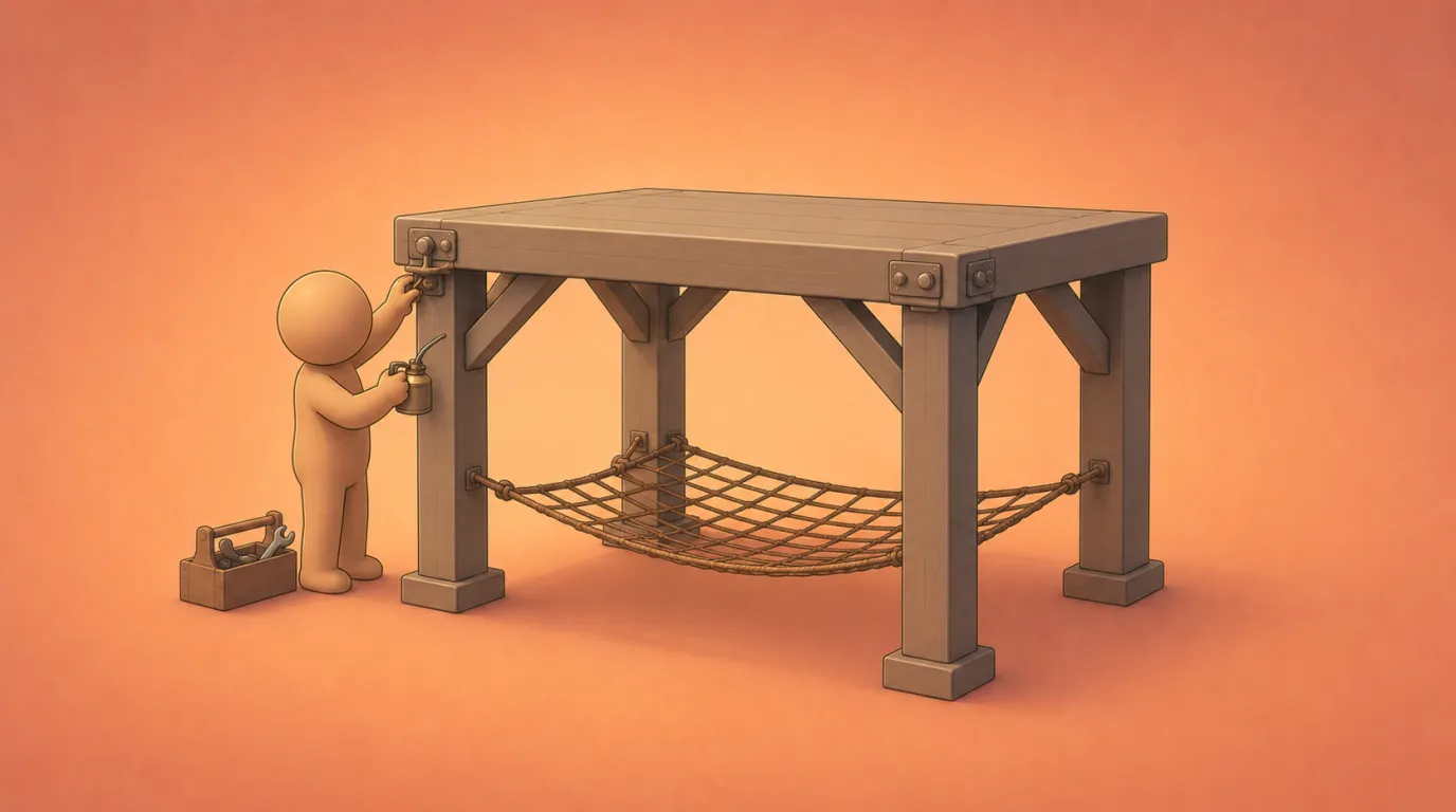 Steady upkeep that keeps a solid thing standing.